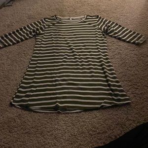 army green and white stripped dress
